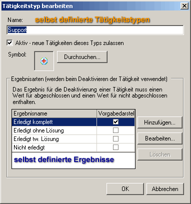 Screen T&auml;tigkeitstypenbearbeitung